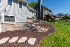 Woodbury landscaping and stone retaining wall