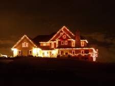Colored roof and window Christmas lighting